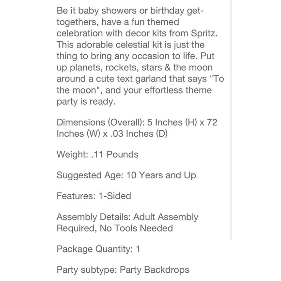 Space Themed Party Supply Banner Decorations Shower Wedding Grad any Occasion - Picture 4 of 5